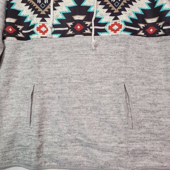 Women's Long Sleeve 4-Button Drawstring Printed Pullover Hoodie/Pockets - Large - Picture 4 of 7